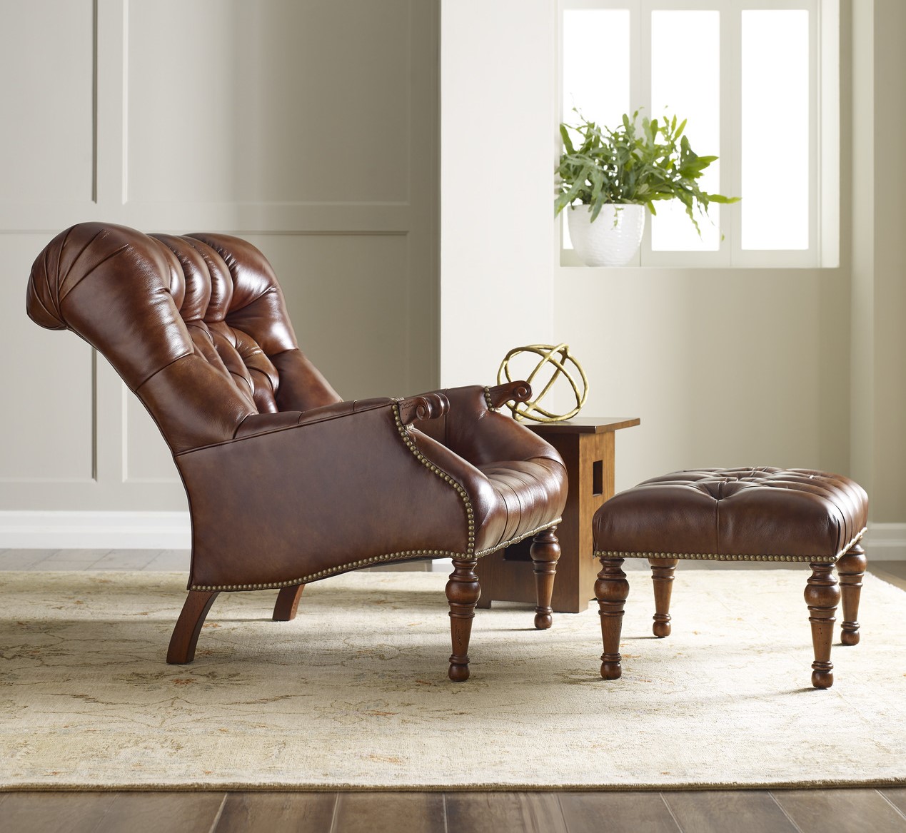 Leopolds Chair and Ottoman Set