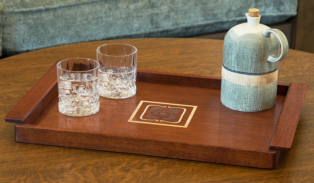 Mission Rose Serving Tray in oak