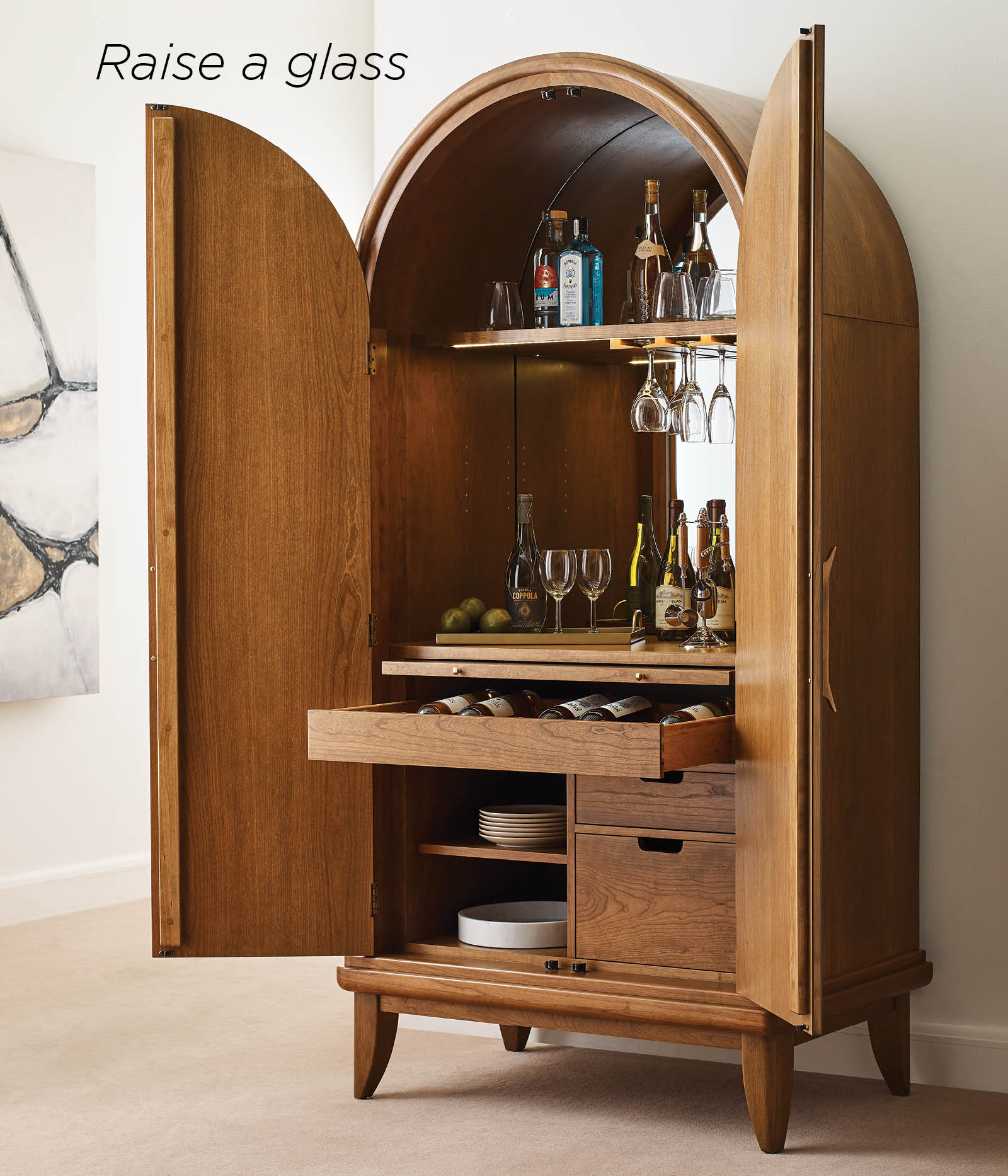 Martine Arced Bar Cabinet